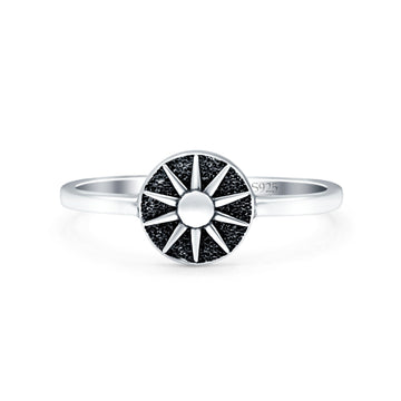 Sun Oxidized Band Solid 925 Sterling Silver Thumb Ring (8mm)